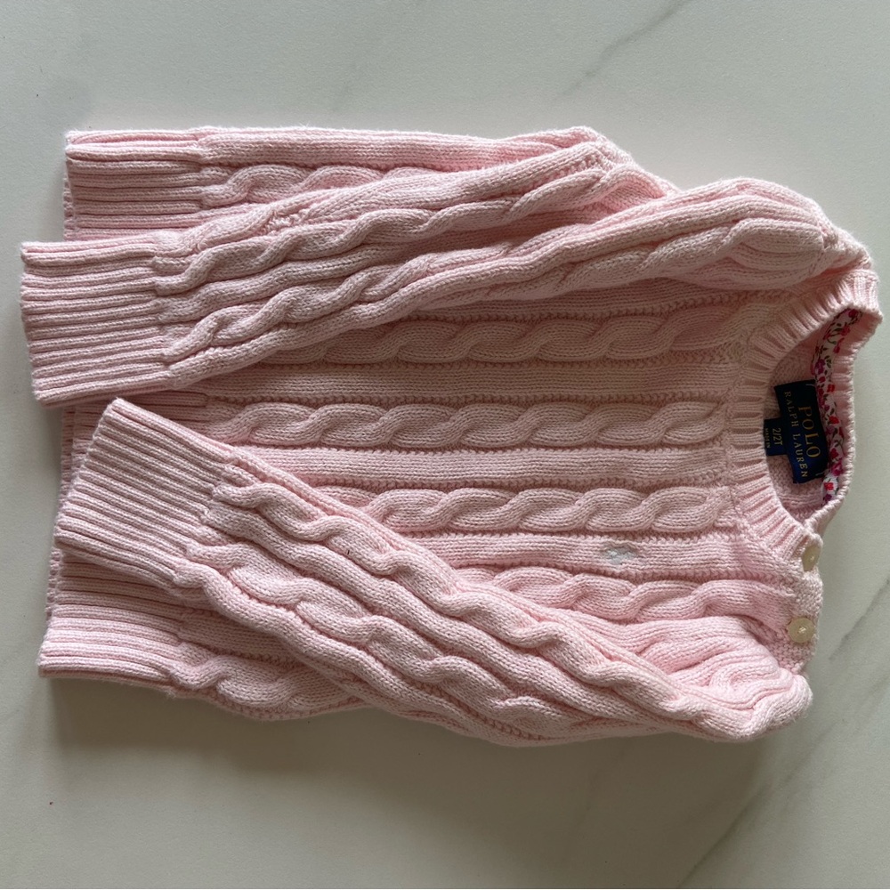 Polo by Ralph Lauren Pink Crew Neck Cable Knit Sweater (2t)